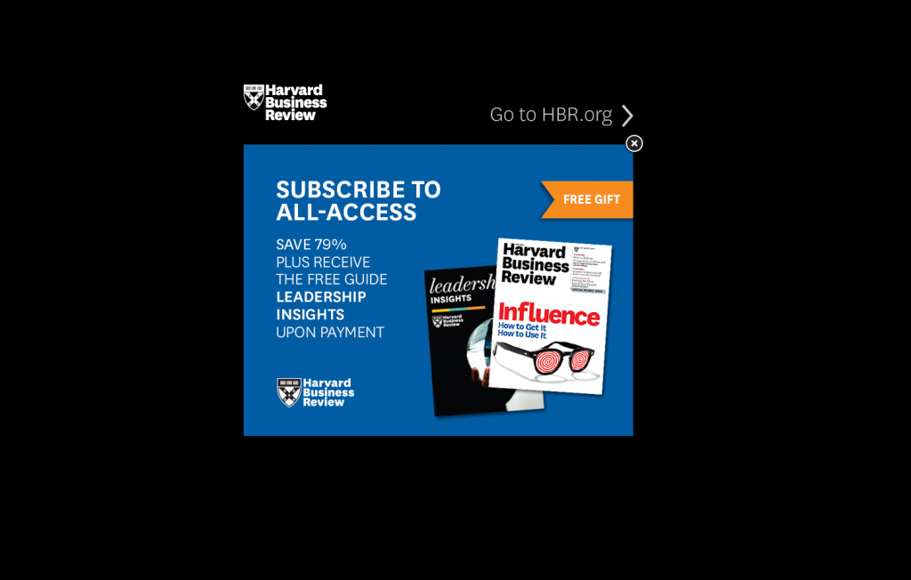 Harvard business review full screen popup